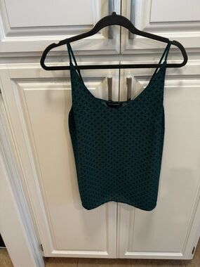Banana Republic Teal and Black Printed Spaghetti-Strap Camisole